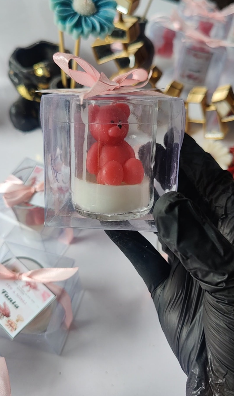 Teddy Bear in Glass Jar with box packing