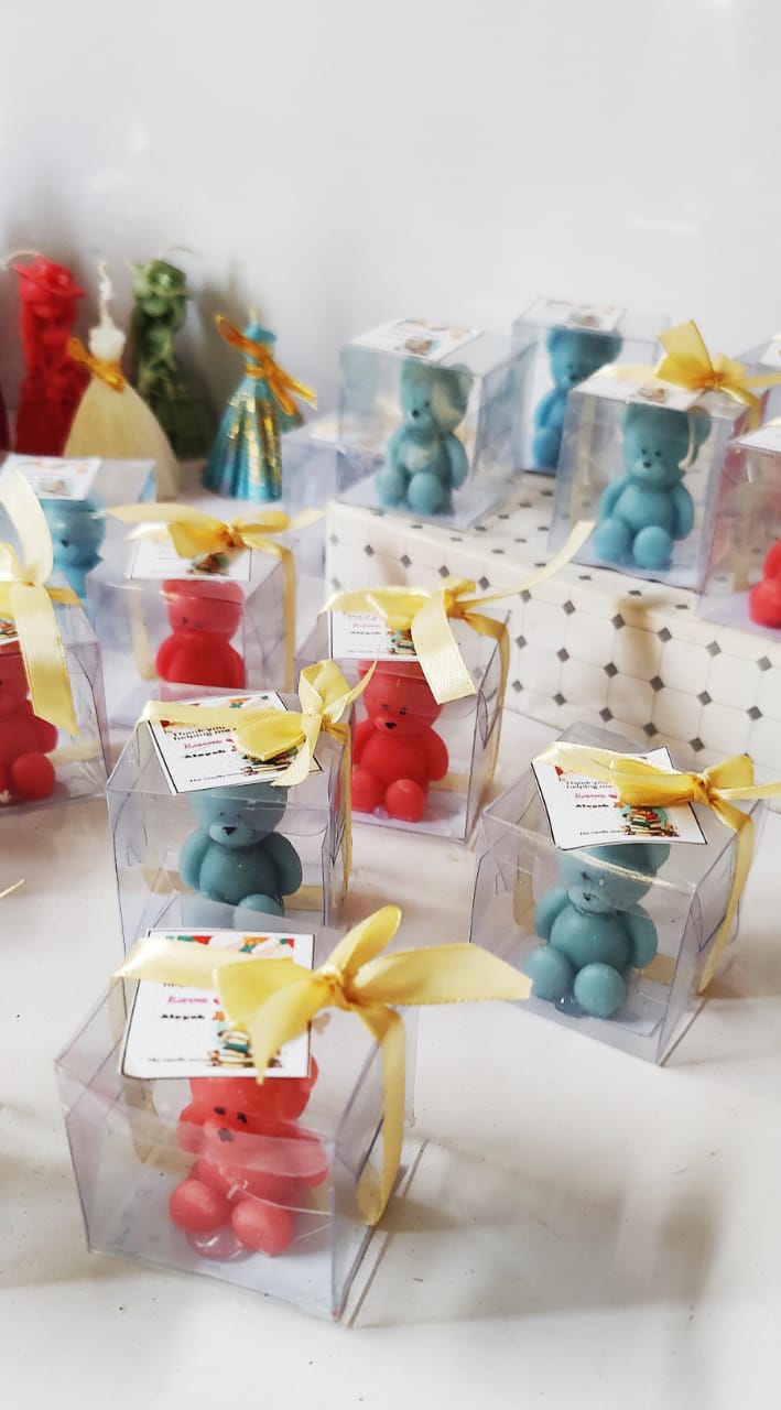 teddy bear candle with pvc