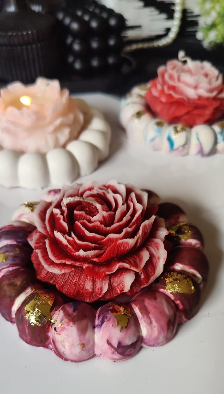 Peony Candle with  Bubble Tray