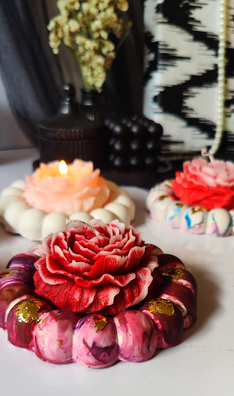 Peony Candle with  Bubble Tray