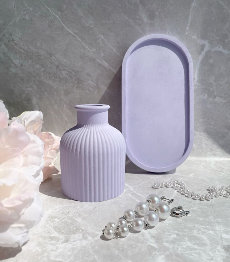 Mini Vase with Oval Tray Ceramic Set