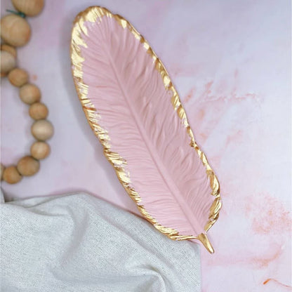 Ceramic Feather Tray – Elegant Decorative Accent