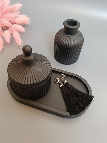 Set of 3 home decor (1 jewelry storage box+1 mini vase+1 oval tray)
