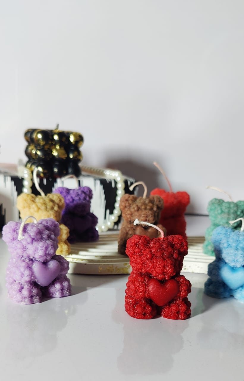 Heart Teddy Bear Candle big