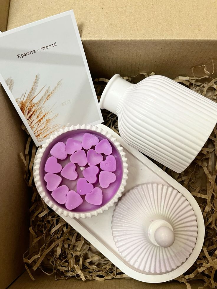 Heart Jar Candle Set with Tray & Mini Vase