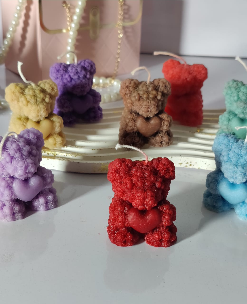 Heart Teddy Bear Candle big