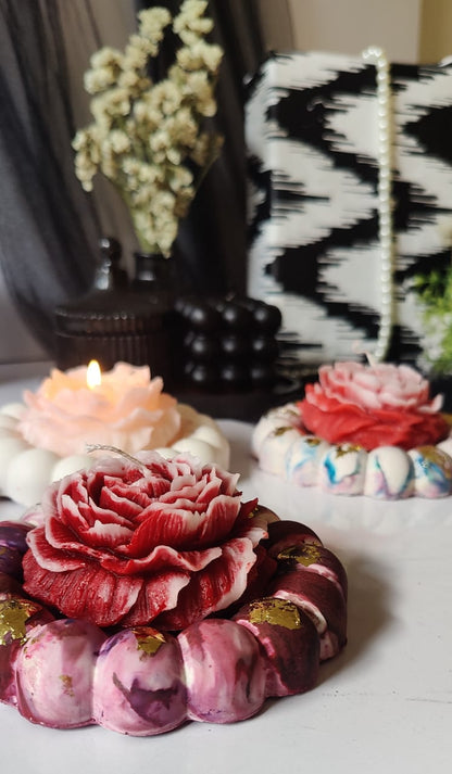 Peony Candle with  Bubble Tray