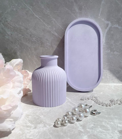 Mini Vase with Oval Tray Ceramic Set