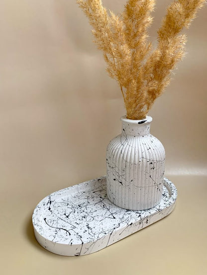 Mini Vase with Oval Tray Ceramic Set