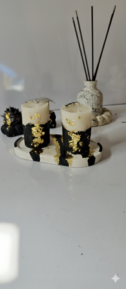 Black & Gold Luxe Candle Set