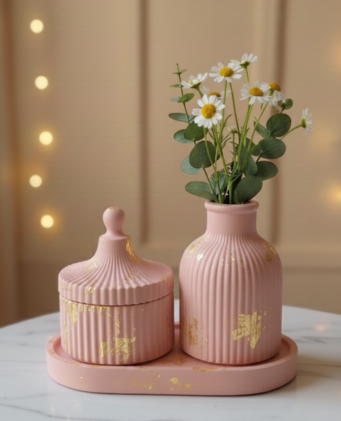 Premium Decor set Tray with Jar & Mini Vase