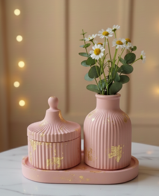 Premium Decor set Tray with Jar & Mini Vase