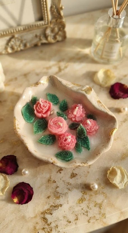 Floral seashell candle 💖✨