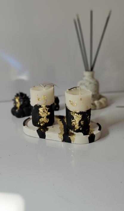 Black & Gold Luxe Candle Set
