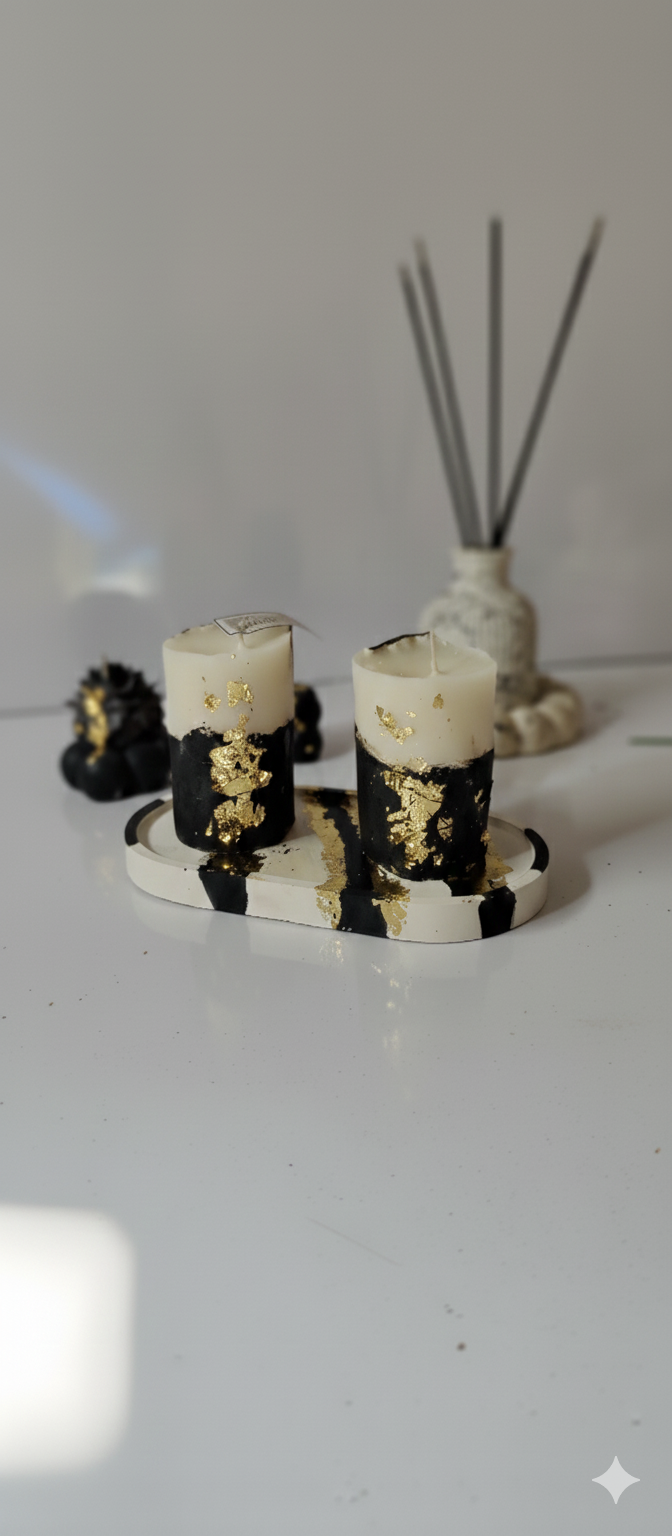 Black & Gold Luxe Candle Set