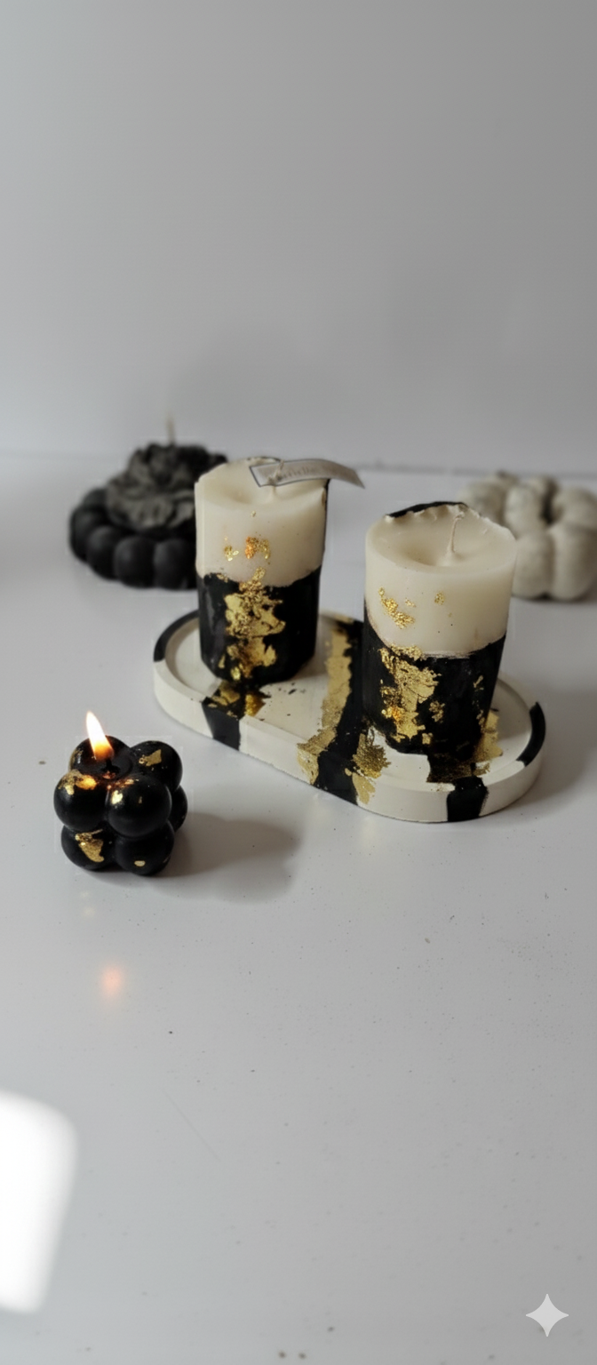 Black & Gold Luxe Candle Set