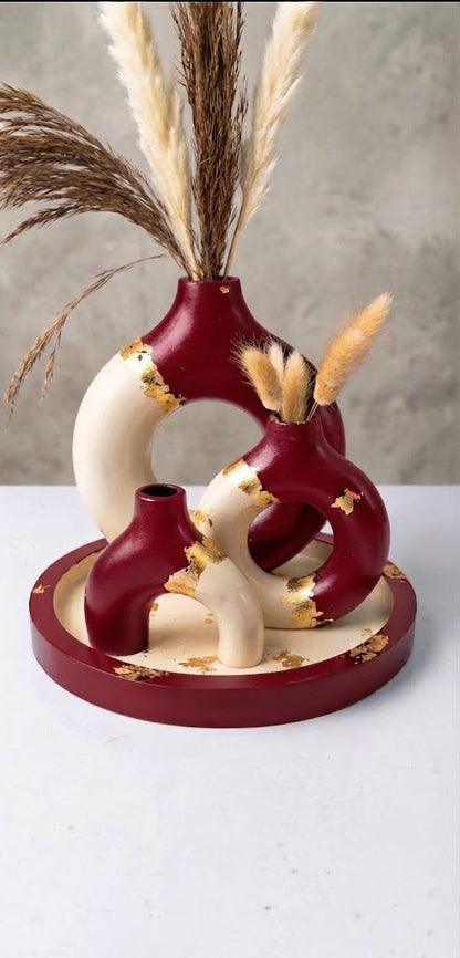 Donut Abstract vase set with flowers