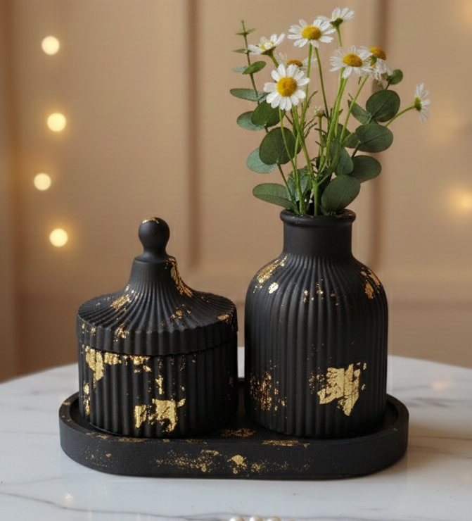 Premium Decor set Tray with Jar & Mini Vase