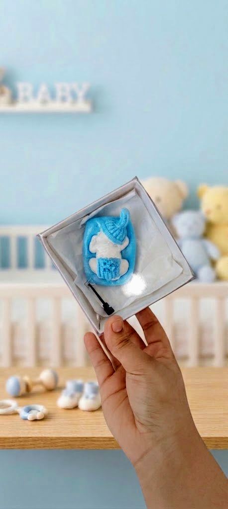 Baby sleeping stone baby announcement 💖💙