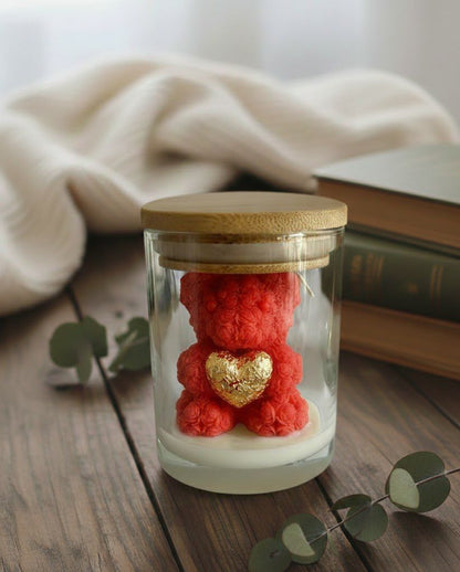 Heart teddy bear jar candle 🧸