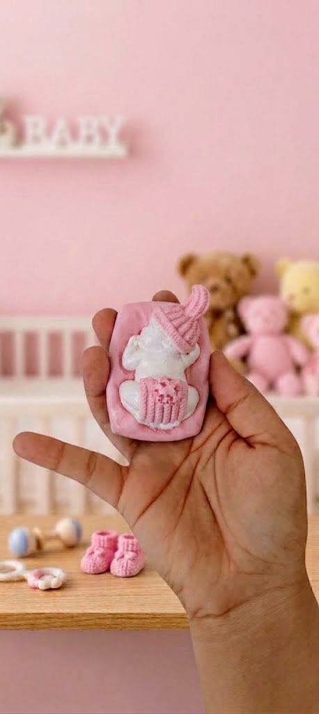 Baby sleeping stone baby announcement 💖💙