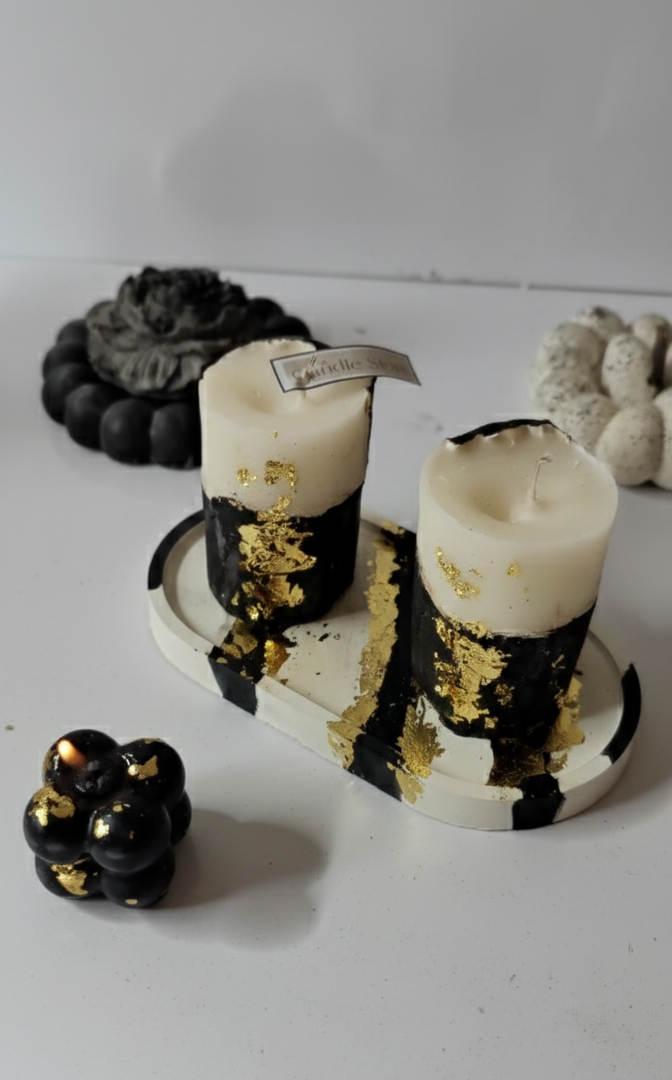 Black & Gold Luxe Candle Set