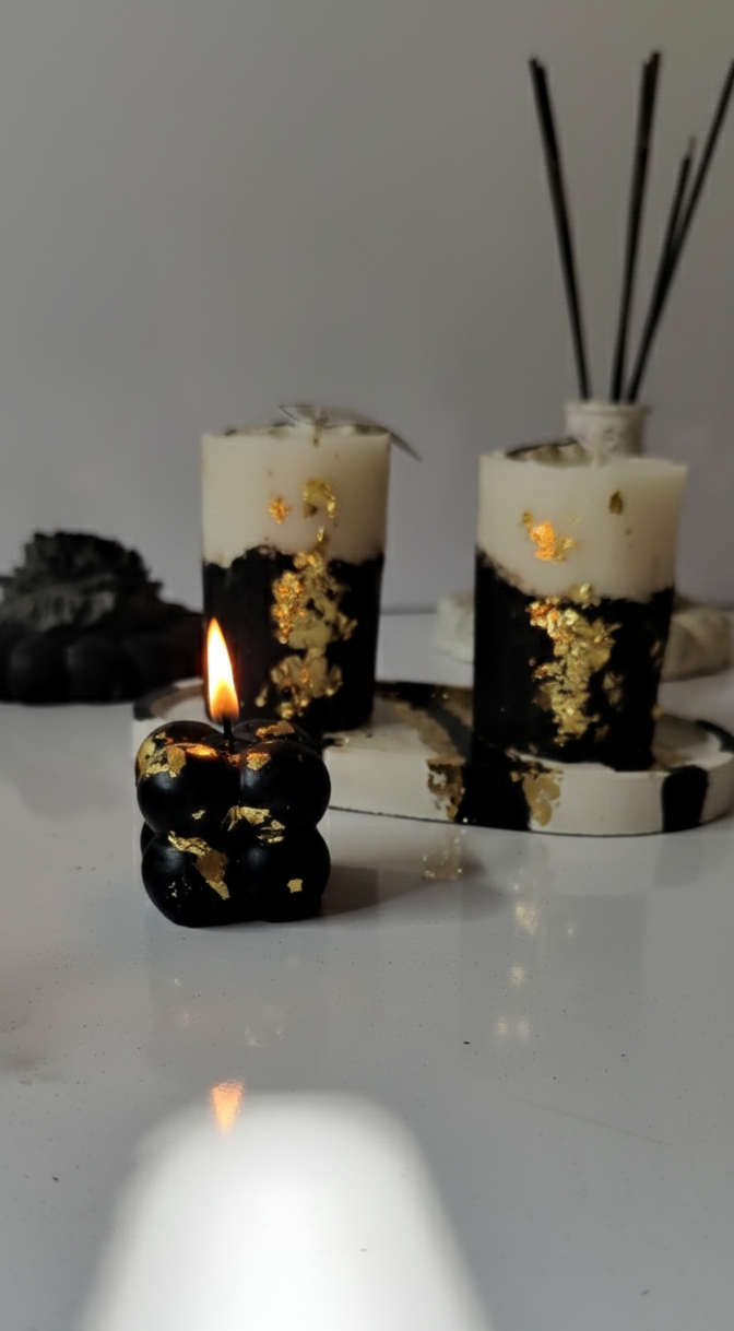 Black & Gold Luxe Candle Set