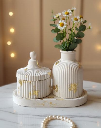 Premium Decor set Tray with Jar & Mini Vase